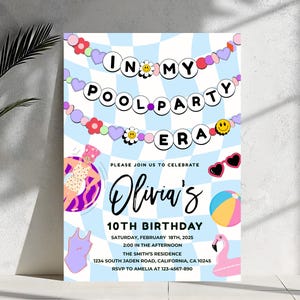 Editable Pool Party Birthday Invite: Retro Summer Theme (Digital Download)