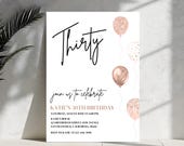 30th Birthday Invitation Editable, Thirty Birthday Invite, Girl Birthday Party Digital Download, 30th Birthday, 14th Birthday, 13th Invite