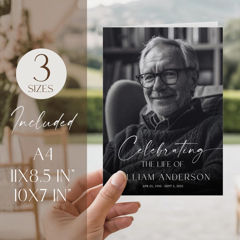 Elegant Funeral Program Template: Canva Celebration of Life Program ...