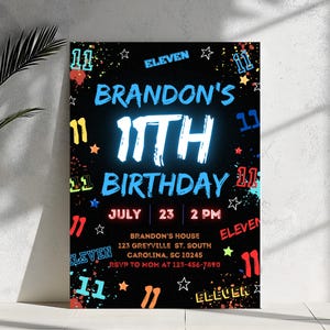 Invito di compleanno per ragazzo, invito di compleanno per ragazzo 11°, ragazzi in festa, invito numerico, ragazzo 11° compleanno, bomboniere invito di compleanno