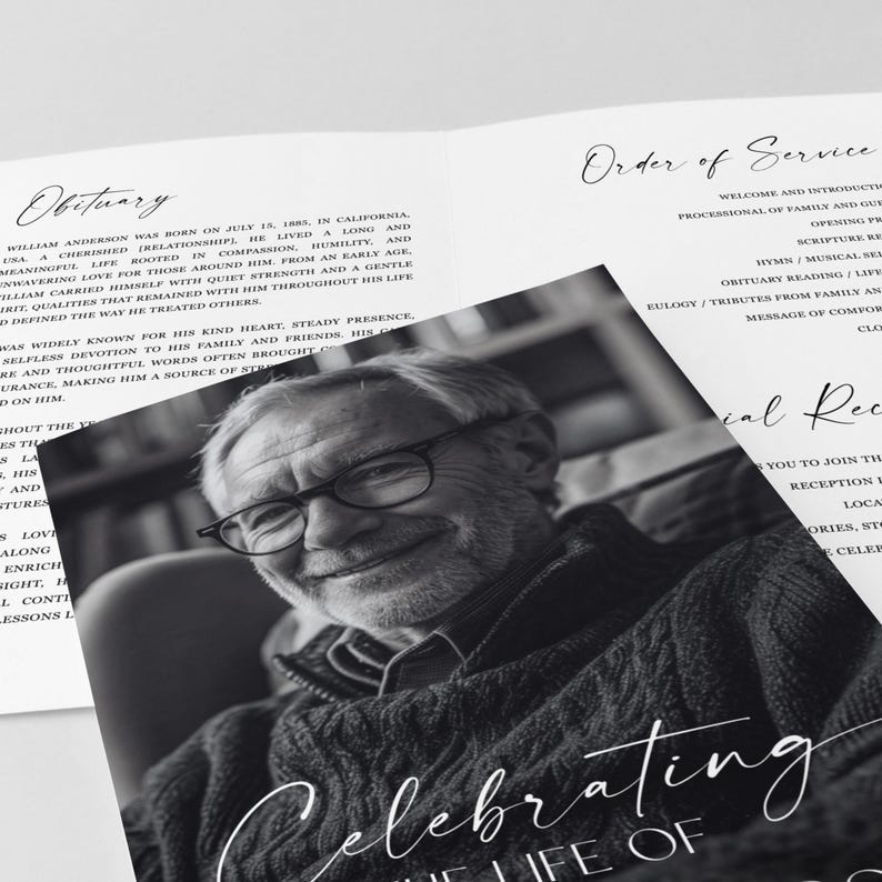 Elegant Funeral Program Template: Canva Celebration of Life Program ...