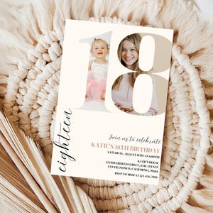 Modèle d'invitation 18e anniversaire minimaliste 18e anniversaire Invitation fête 18e anniversaire minimaliste en téléchargement numérique 18e anniversaire
