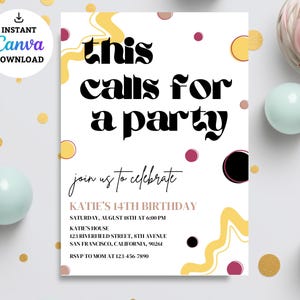 Let&#39;s Celebrate Party Invitation, Surprise Party Invite, Special Event Online Invitation, Lets Celebrate This Calls For A Party Invite