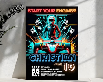 Editable Race Car Birthday Invitation: Sport Design (Instant Download, Canva Template)