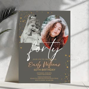 Forty Birthday Invitation, 40th Birthday invite, Fortieth E-Invite Template, Text Message Invitation, Digital Invite, Mobile Phone Evite