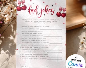 Dad Jokes Baby Shower Game, Dad Jokes Shower Game Trivia, Baby Shower Games Printable, Baby Shower Party Game Cards, Editable Template, bs11
