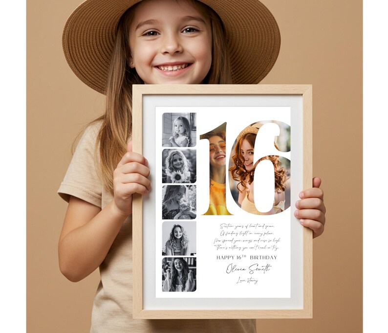 Personalized 16th Birthday Photo Collage Template, Editable Sweet 16 ...