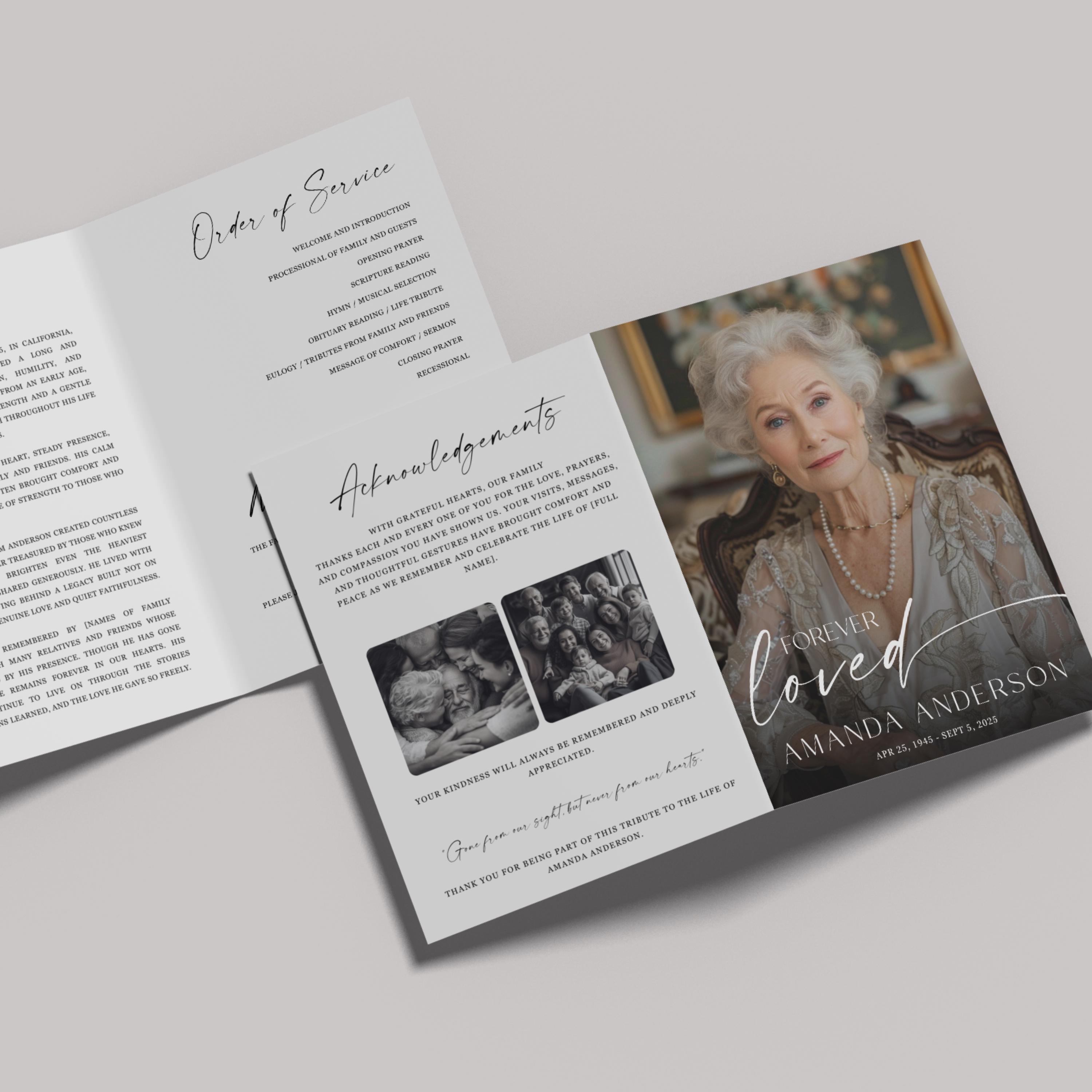 Elegant Funeral Program Template: Canva Celebration of Life - Etsy