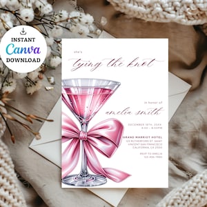 Editable Bridal Shower Invitation: Bow Champagne Design (Digital Download)