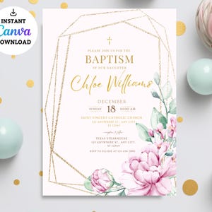 Faire-part de baptême fille modèle d'invitation baptême evite carte d'invitation de baptême rose noeud rose invitation de baptême or rose poussiéreux