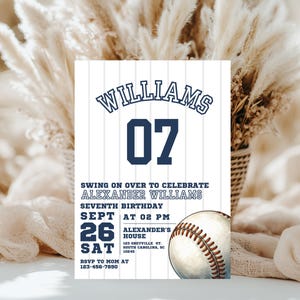 Editable Baseball Birthday Invitation, Baseball Invites, Instant Download Baseball Invitations, Digital File, navy blue red boy party invite