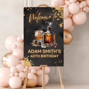Whiskey Birthday Invitation, Editable Adult Men Birthday Invite, 30th 40th 50th Any Age, Cognac Scotch Liquor, Printable Download, Adult Men
