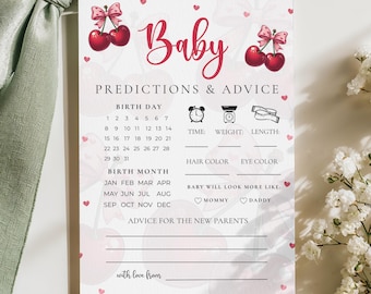 Baby Predictions and Advice, Baby Shower Predictions Card, Baby Shower Games Printable, Advice and Wishes for Baby, Editable Template bs4