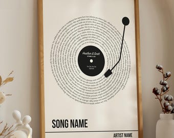 Custom Song Lyrics Vinyl Record Art – Personalized Music Print - P4
