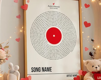 Custom Couple Lyrics Poster - Vinyl Record Style Music Wall Art-P11