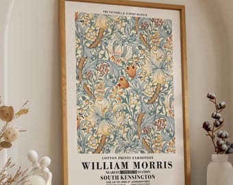 William Morris Lilie Poster - Kunst und Handwerk Blumenwandkunst - Vintage Botanischer Druck