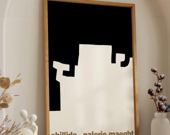 Chillida Galerie Maeght Exhibition Poster, Black and Cream Abstract Lithograph