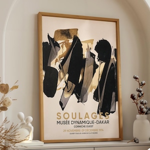 Soulages Exhibition Poster, 1974 Dakar Series, Minimalist Wall Art
