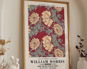 William Morris Red Floral Poster - Arts and Crafts Botanical Wall Art