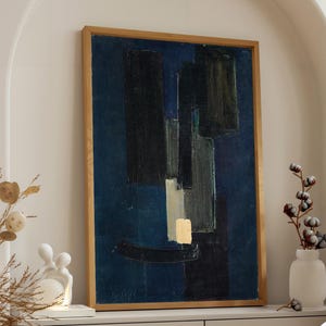 Pierre Soulages Abstract Art Print, Deep Blue Black Poster, Dark Minimalist Wall Decor, Abstract Museum Quality Art Gift