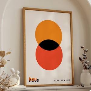 Poster con cerchi sovrapposti Bauhaus - Arte murale astratta ispirata al 1929, stampa geometrica per spazi moderni, regalo creativo, decorazione per il soggiorno