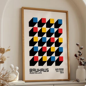 Poster Bauhaus Shadow Grid - Stampa geometrica Weimar 1923, moderna arte murale per casa o ufficio, regalo creativo, arredamento minimalista, esclusiva XOX