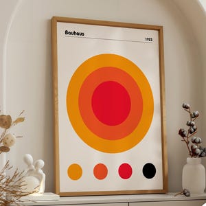 Poster Bauhaus Color Circle - Stampa astratta ispirata al 1923, arte geometrica moderna, design da parete audace, regalo creativo, decorazione per il soggiorno
