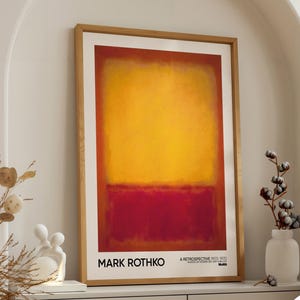 Poster astratto giallo bordeaux di Mark Rothko, stampa su carta opaca moderna con campo di colore.