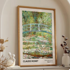 Claude Monet Bridge Over a Pond of Water Lilies Poster - Impressionist Wall Art, Monet Water Garden Print, Vintage Home Decor