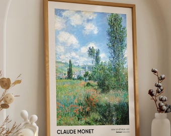 Claude Monet Poster: Ansicht von Vétheuil, impressionistischer Kunstdruck