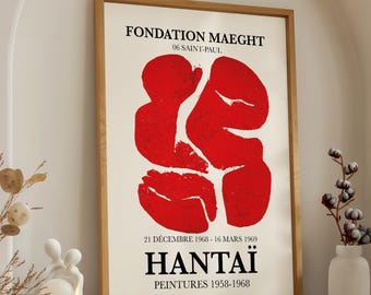 Hantai Ausstellungsplakat: 1960er Jahre Abstrakt Rot Schwarz Druck