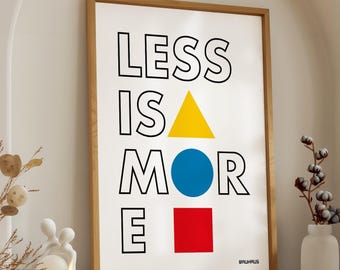 Plakat Bauhaus – „Mniej znaczy więcej” – wydruk artystyczny z typografią geometryczną