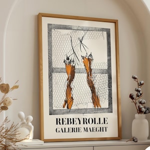 Rebeyrolle Galerie Maeght Vintage Art Print Poster Expressionist Graphic Wall Decor Paris Exhibition Style
