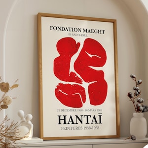 Vintage Abstract Exhibition Poster Print Hantai 1958-1968 Red Black Modern Wall Art Gallery Decor Minimalist Art Poster