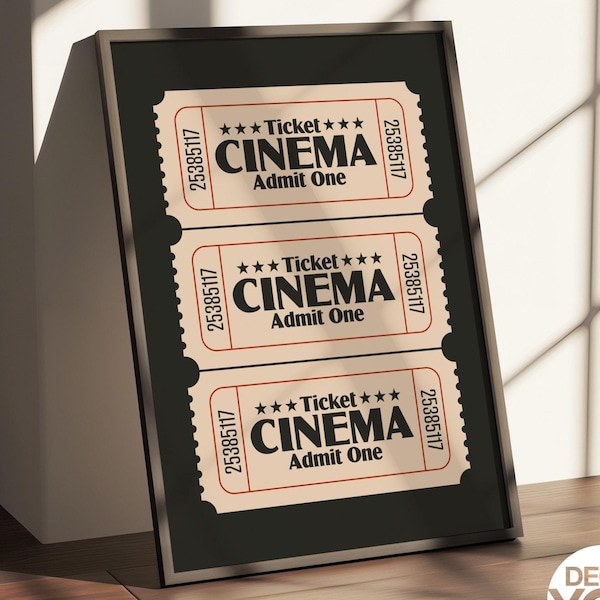 Vintage bioscoopkaartjeposter – Retro filmkunst aan de muur