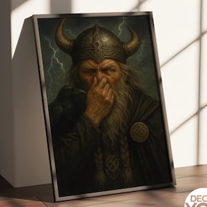 Zabawny nadruk z motywem wikingów w łazience – nordycki humor na ścianę