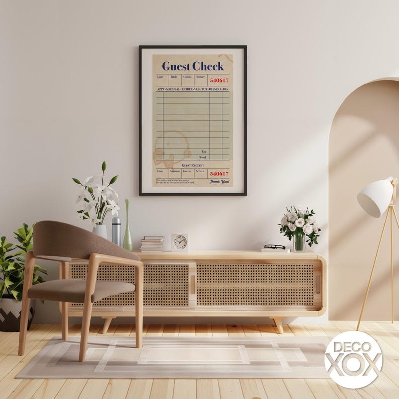 Retro Diner Guest Check Poster | Kitchen Cafe Wall Art image 8