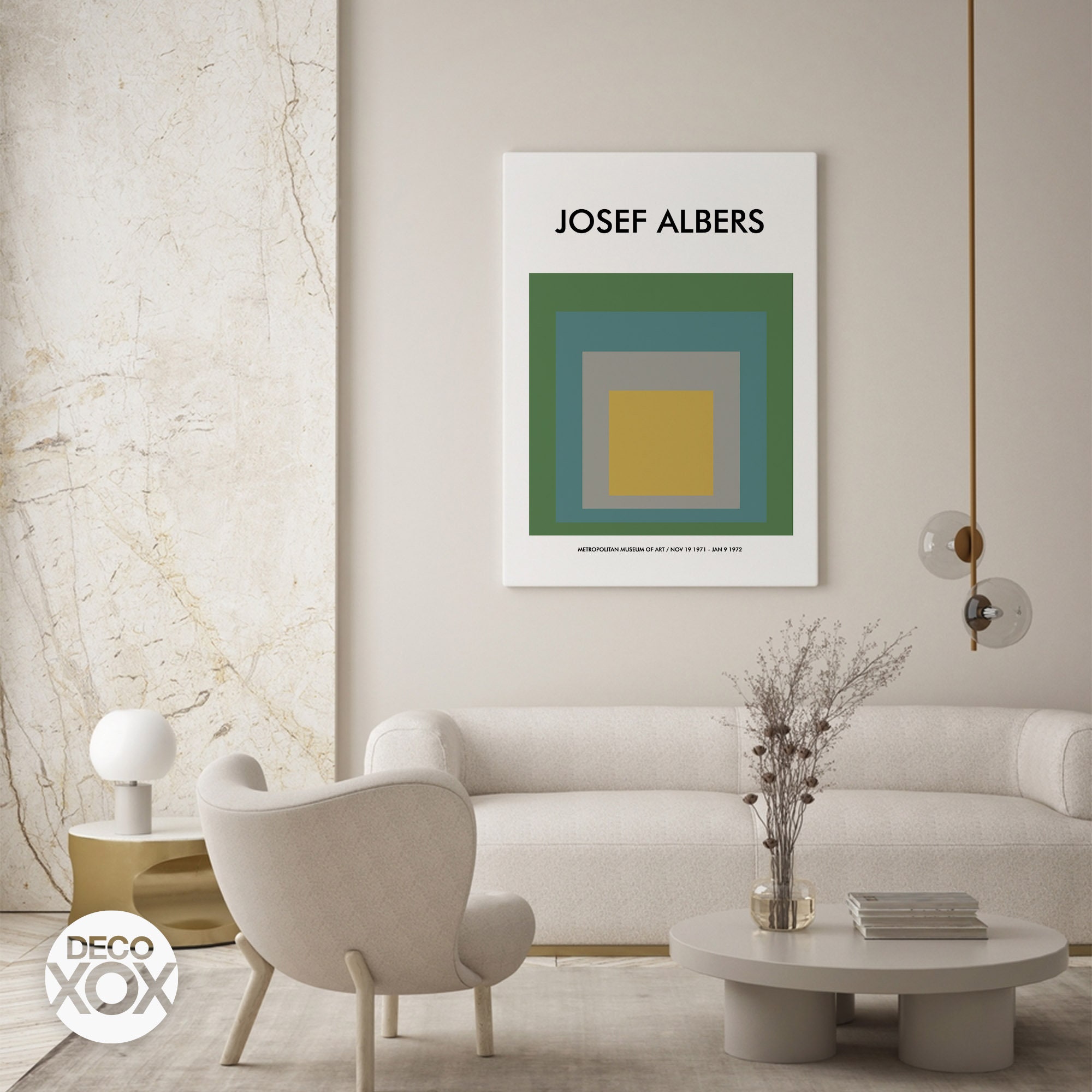 Josef Albers Exhibition Poster Green and Yellow Painting Josef Albers Exhibition Poster Green and Yellow Painting