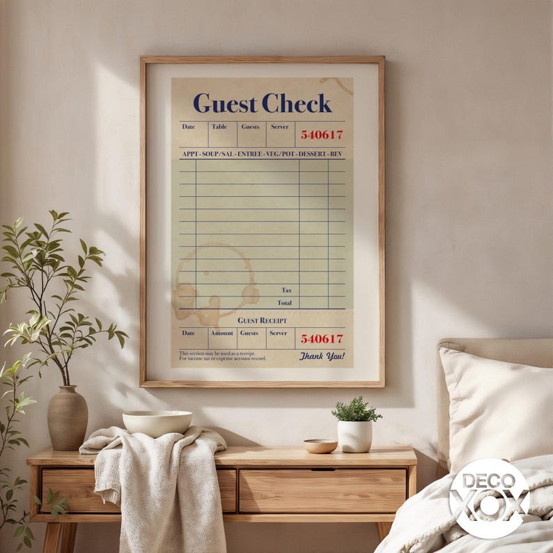 Retro Diner Guest Check Poster | Kitchen Cafe Wall Art image 7