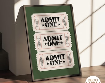 Admit One Ticket Poster | Retro Movie Room Art Print