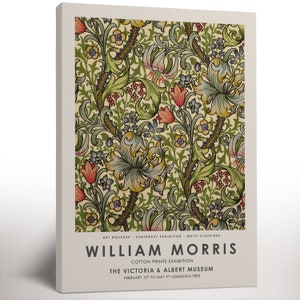 William Morris Exhibition Canvas Print, Morris Flower Patterns, Minimalist Poster, Housewarming Gift
