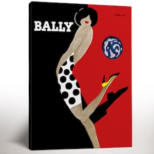 Bernard Villemot Poster, Bally Kick (1989), Advertising Print, Framed Canvas Print, Housewarming Gift, Art Lover Gift