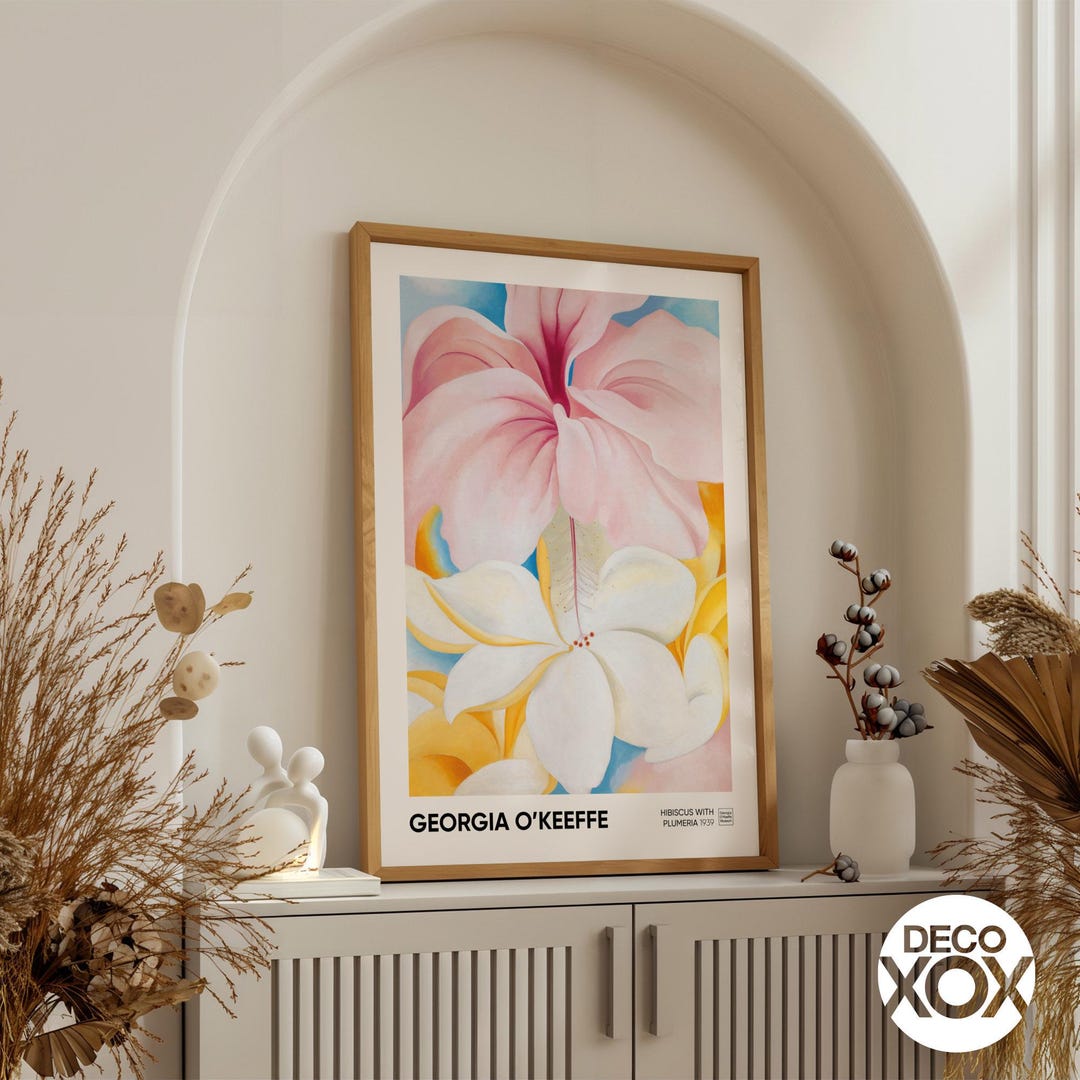 Georgia O'keeffe Hibiscus With Plumeria Poster Vibrant Tropical