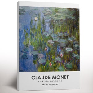 Monet Wall Art, Water Lilies-Nympheas-1915, Monet Stretched Canvas, Vintage Print, Room Decor, Living Room Bedroom Decor, Ready to Hang