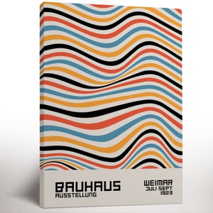 Stampa su tela Bauhaus Colorful Waves, stampa su tela Bauhaus, Mid Century Modern, regalo di inaugurazione della casa