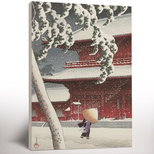Kawase Hasui Snow at Zojoji Temple, Ukiyo-e Art Print, Japanese Woodblock Print, Japanese Gallery Wall Art, Asian Decor, Home Wall Decor