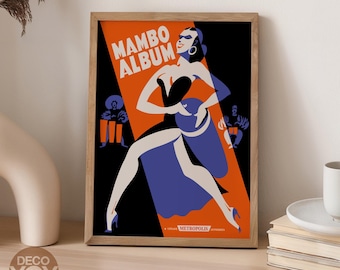 Mambo Album Dance Poster, Vintage Music Print, Art Deco Wall Art