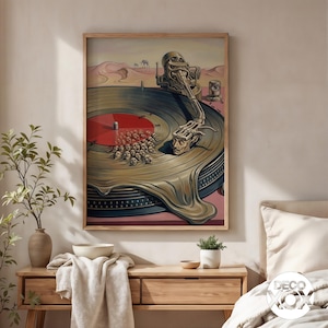 Surreal Turntable Poster, Salvador Dali Style Vinyl Art, Psychedelic Music Decor image 9