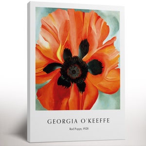 Georgia O&#39;Keeffe Poster Wall Art Canvas Print, Red Poppy Canvas Print, Floral Wall Decor, Home Decor, Housewarming Gift