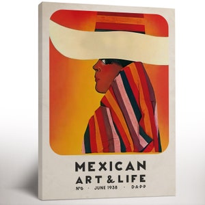 Mexican Art & Life Magazine, Canvas Print, Mexico Travel Art, Vintage Mexican Culture Decor, Living Room Decor, Housewarming Gift